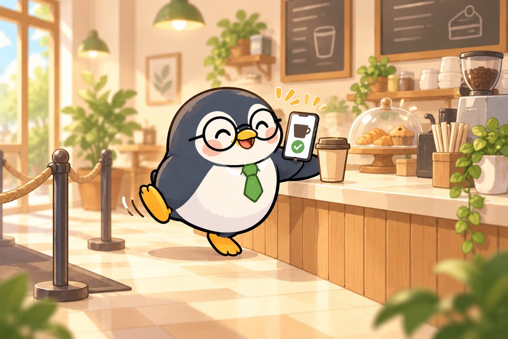 モバイルオーダーでドリンクをすぐ受け取るナビ助
